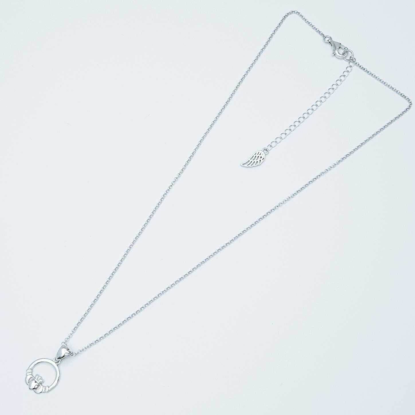 Small Claddagh pendant, Irish claddagh necklace from Galway, Ireland, Sterling Silver claddagh necklace
