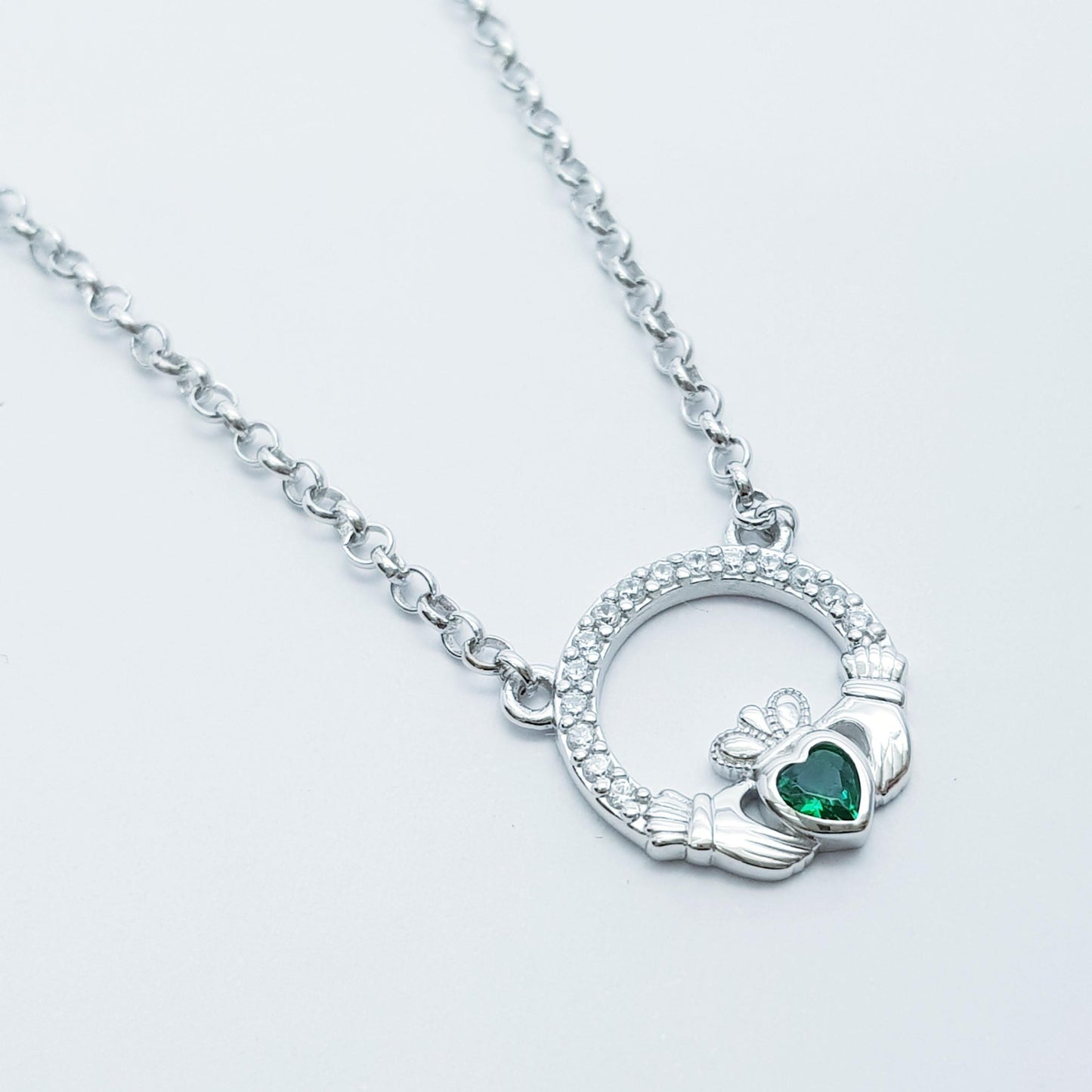 925 Silver Claddagh pendant, Irish claddagh necklace from Galway, silver and yellow gold claddagh pendant