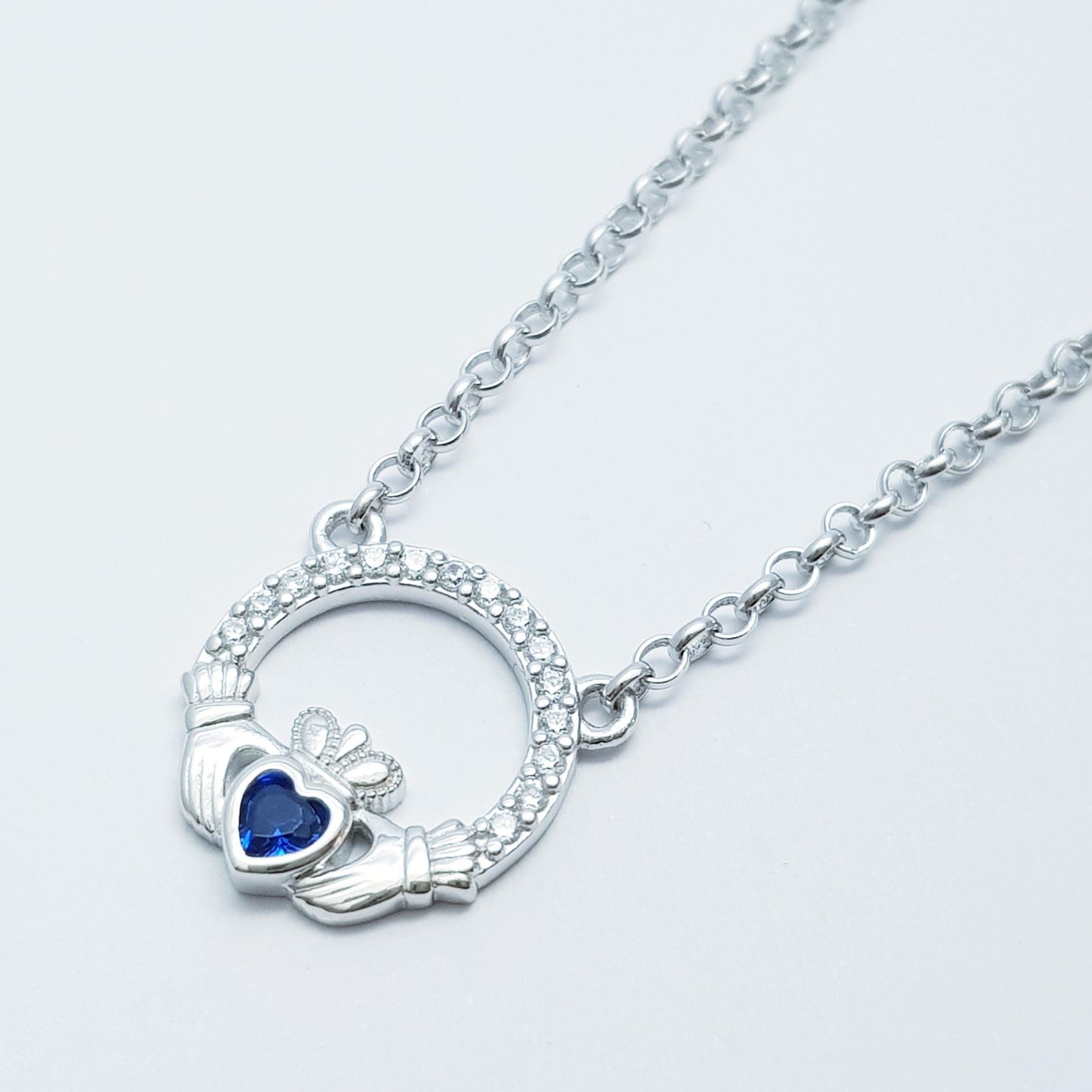 925 Silver Claddagh pendant, Irish claddagh necklace from Galway, silver and yellow gold claddagh pendant