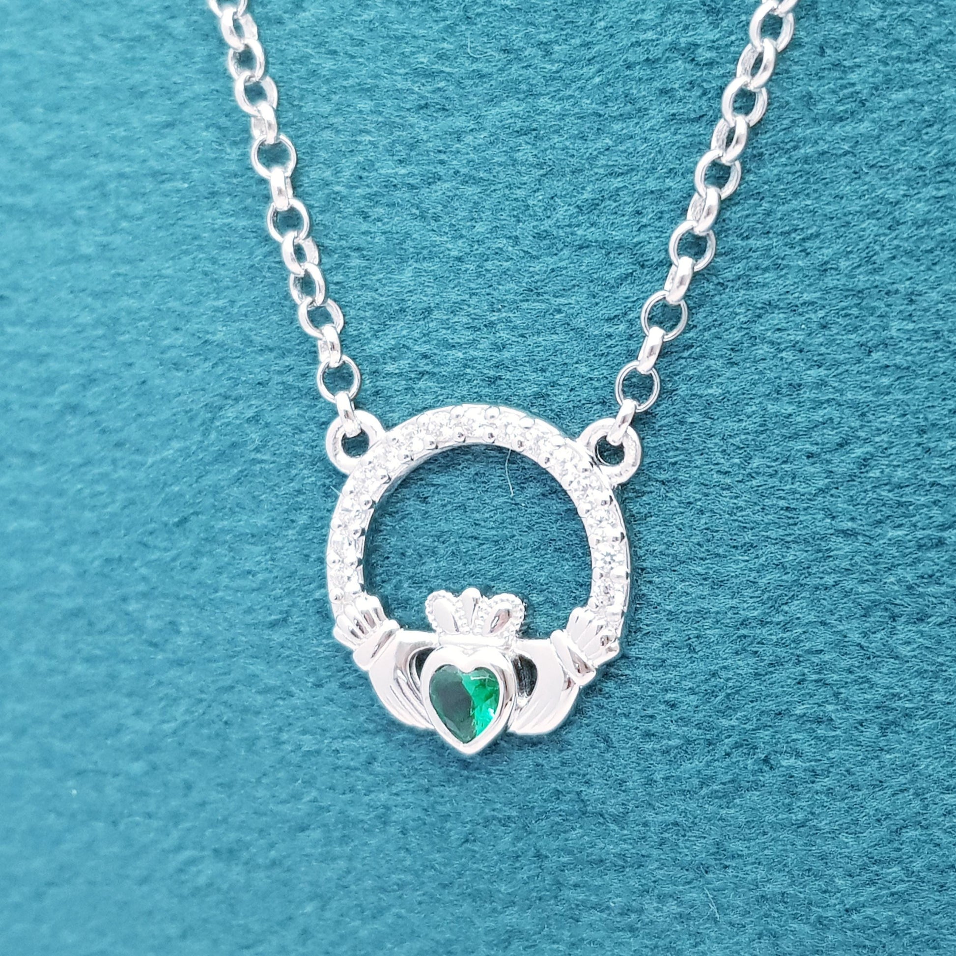 925 Silver Claddagh pendant, Irish claddagh necklace from Galway, silver and yellow gold claddagh pendant