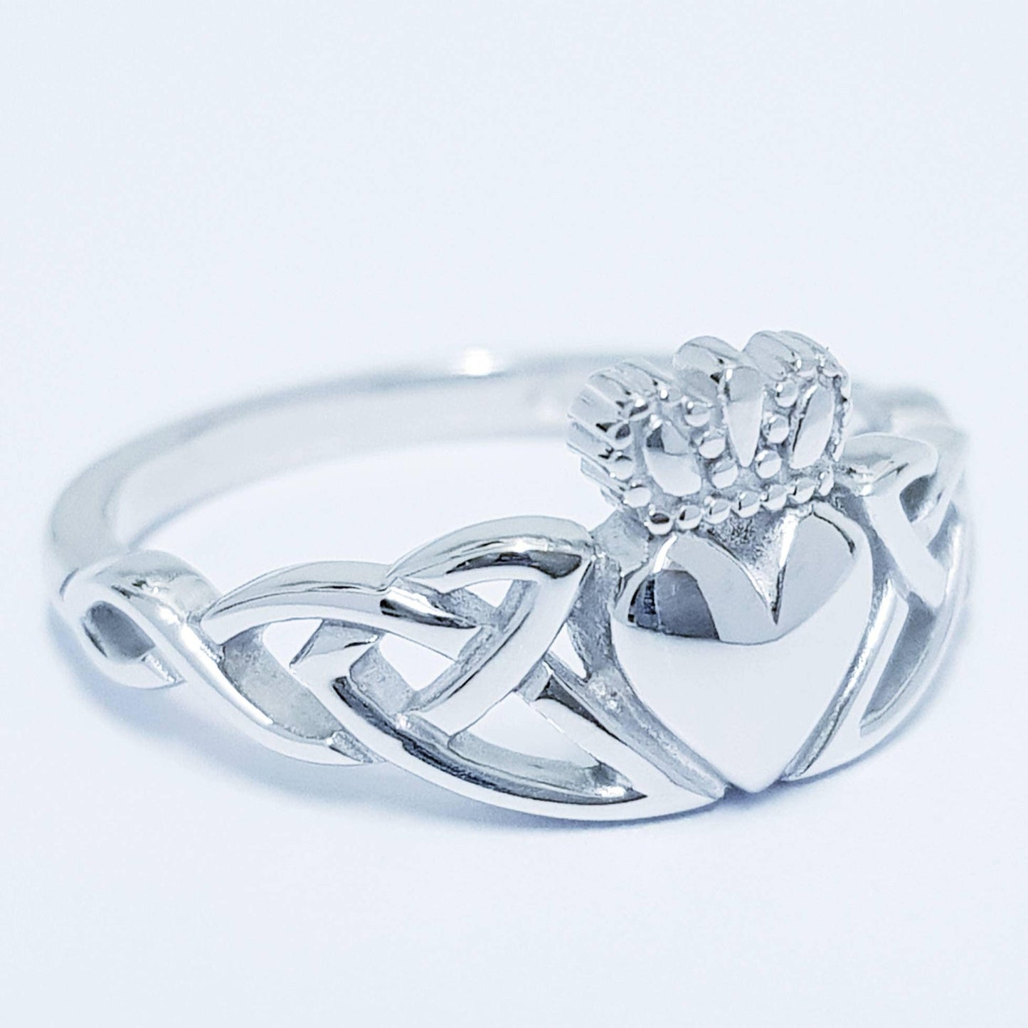 Sterling Silver Claddagh ring, Celtic Knot Claddagh Ring