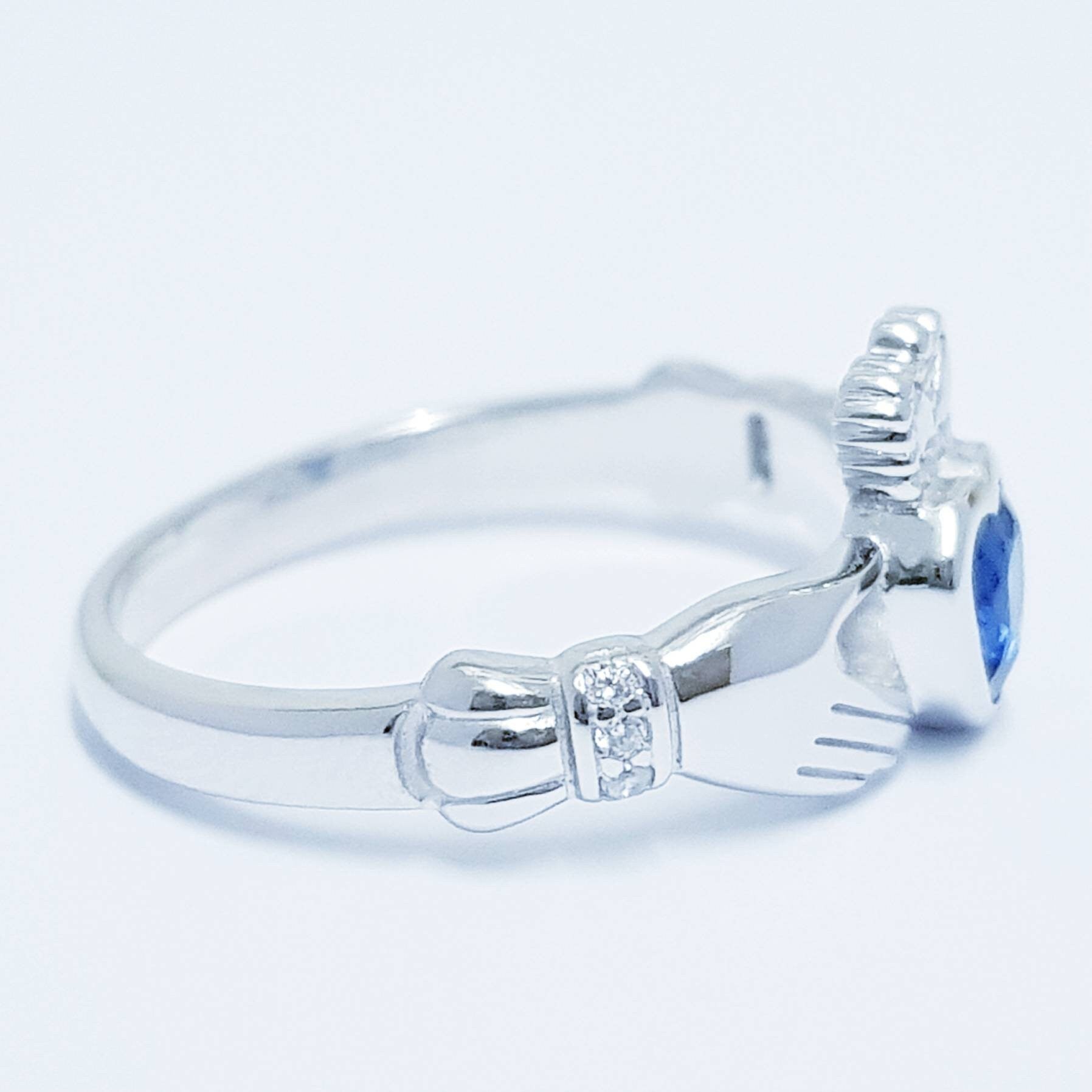 Sterling Silver Claddagh Ring, Claddagh birthstone Ring, Claddagh ring