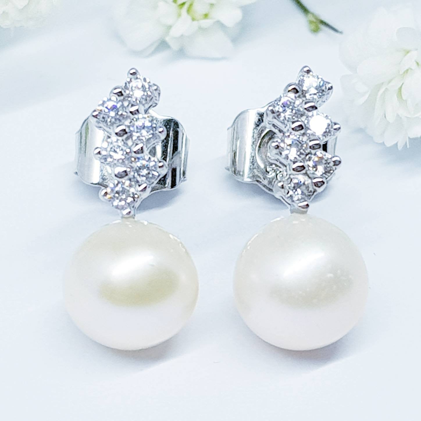 Cultured Pearl Earrings, Natural Pearls, White Pearl Earrings, June Birthstone, June Earrings, Bridal Pearl Earrings, Silver Pearl Earrings