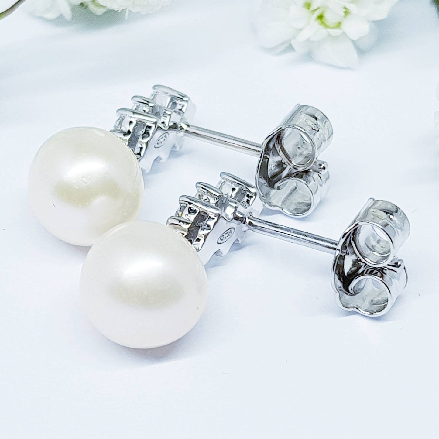 Cultured Pearl Earrings, Natural Pearls, White Pearl Earrings, June Birthstone, June Earrings, Bridal Pearl Earrings, Silver Pearl Earrings