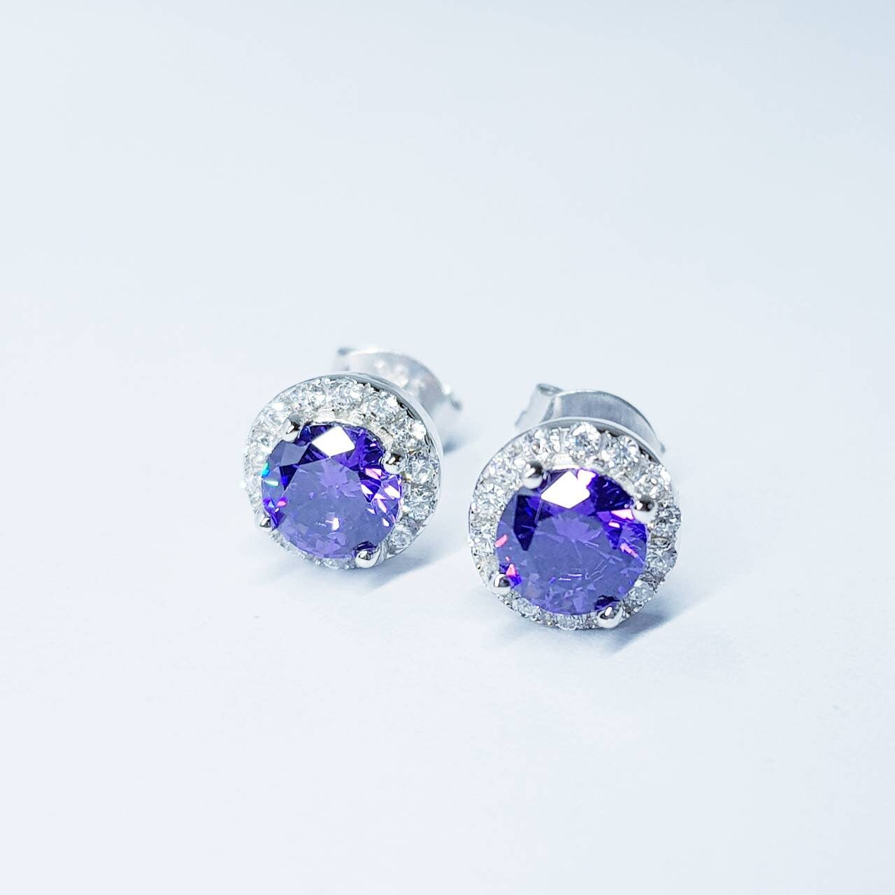 Small Amethyst earrings, stud earrings, birthstone earrings, february earrings, earrings for women, classic stud earrings