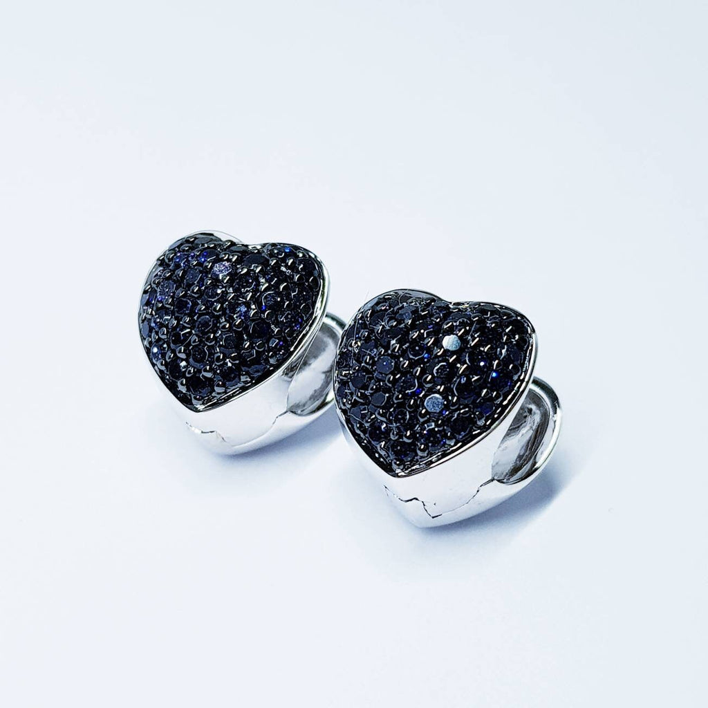 Black heart Earrings, Black jewelry, Latch back heart earring, Valentines gift for women, Vintage earrings
