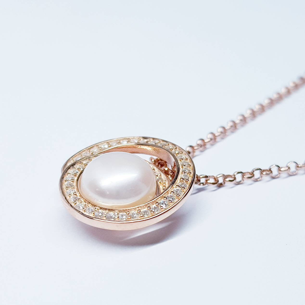 Rose gold pearl Pendant, Sterling silver pearl Pendant, Classic Jewelry, Real Pearl necklace, Elegant Pendant