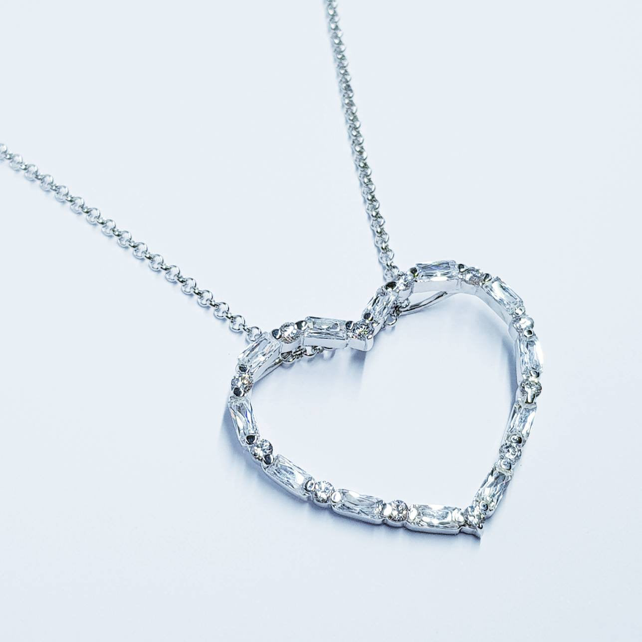 Heart necklace, Antique pendant, heart Jewelry, diamond heart necklace, jewelry gift for women