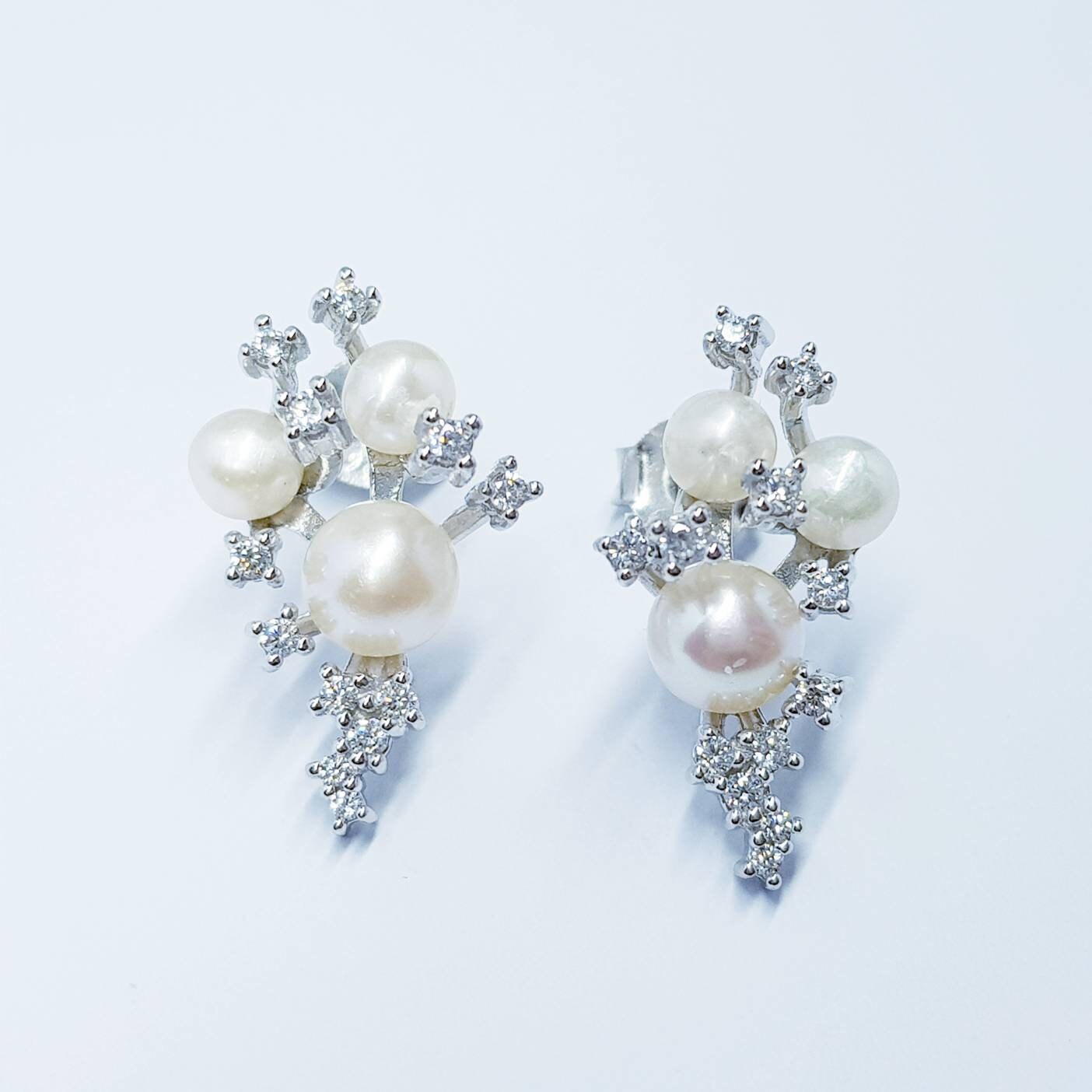 Pearl drop earrings, dress earrings, sterling silver pearl earrings, vintage earrings, bridal earrings, earrings for bridesmaids