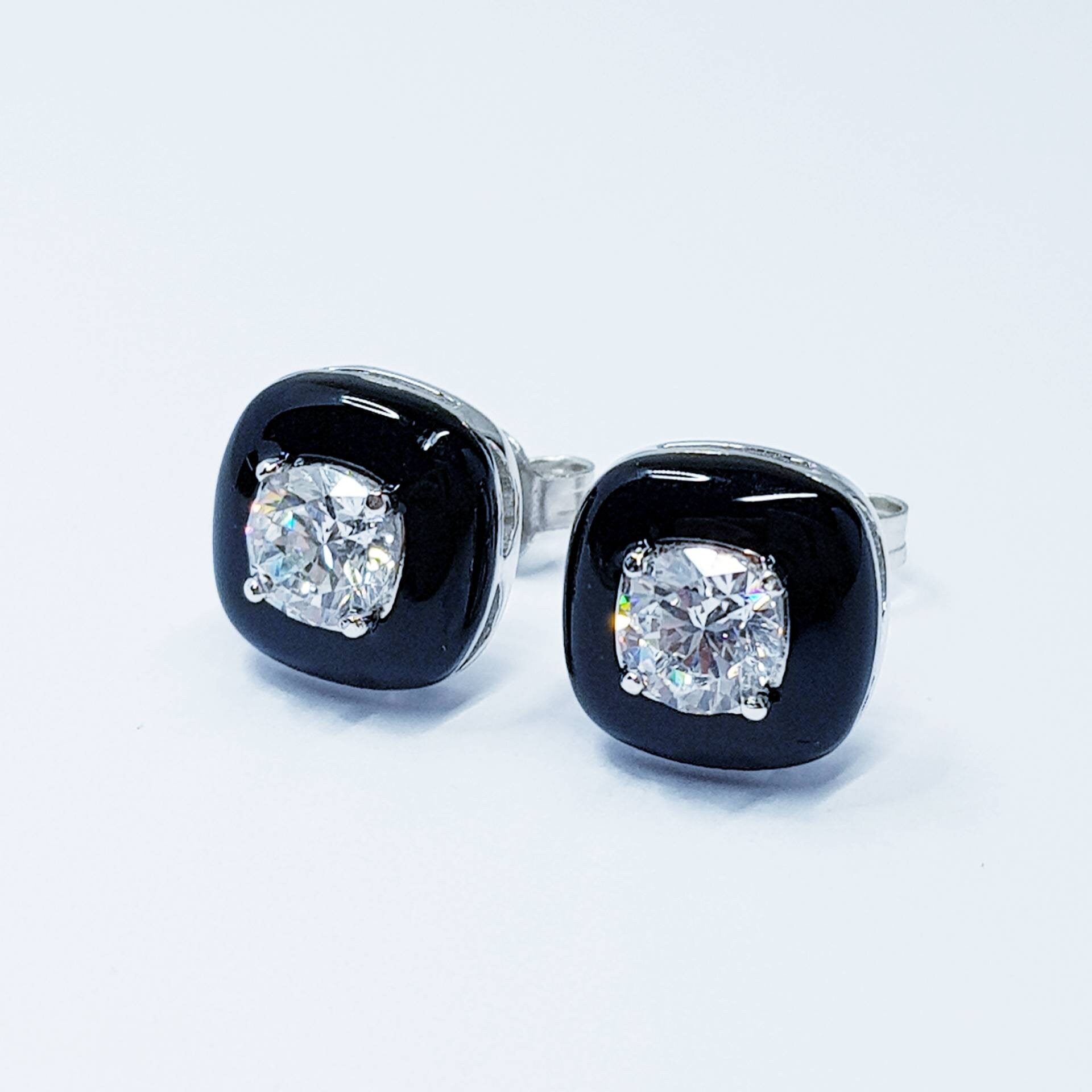 2 ct. t.w. Black Diamond Princess Cut Stud Earrings in 10k White Gold |  BJ's Wholesale Club