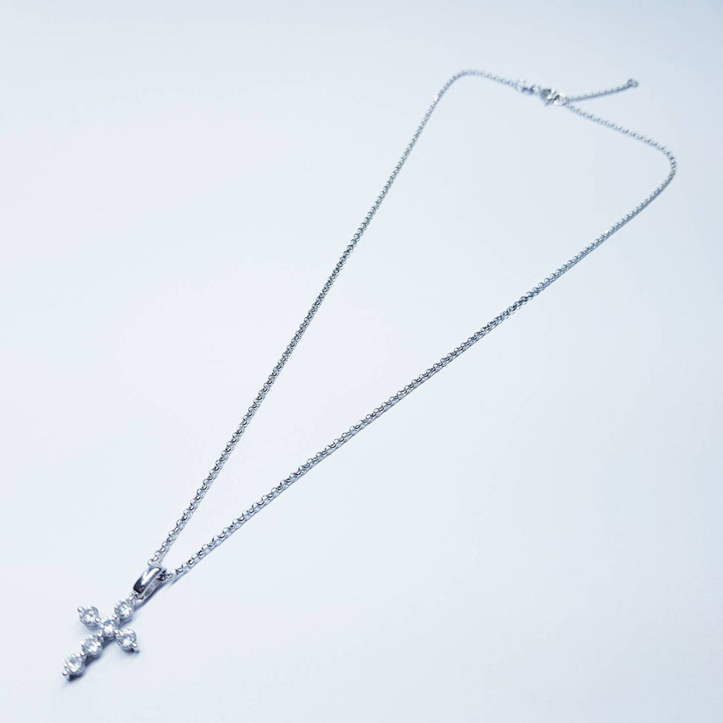 Sterling Silver Cross, small cross, delicate Cross, Diamond Cross, Vintage Jewelry