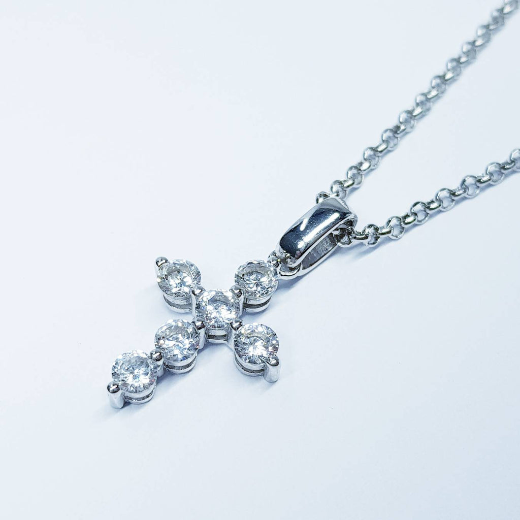 Sterling Silver Cross, small cross, delicate Cross, Diamond Cross, Vintage Jewelry