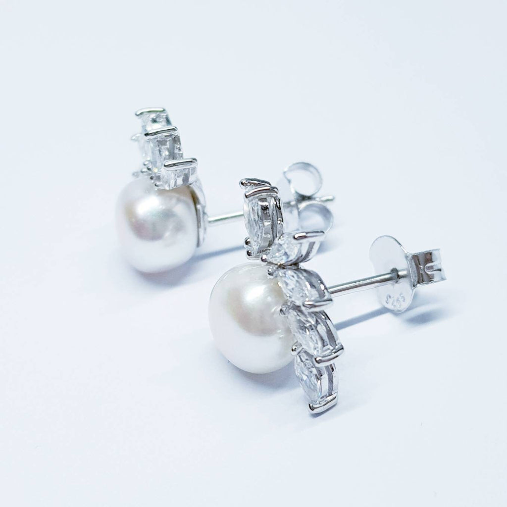 Pearl stud earrings, classic earrings, antique pearl earrings, vintage earrings, marquis earrings, earrings for women