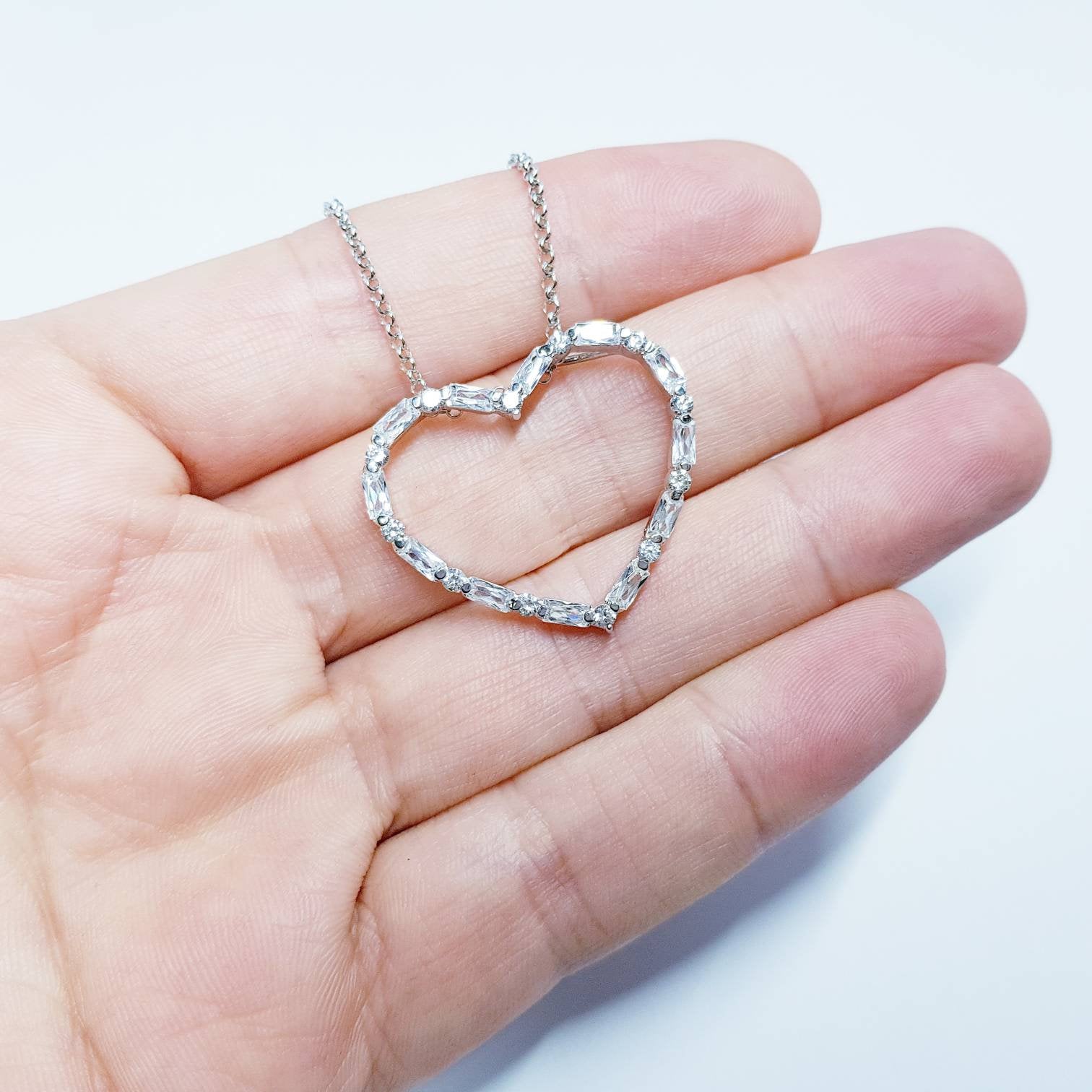 Heart necklace, Antique pendant, heart Jewelry, diamond heart necklace, jewelry gift for women
