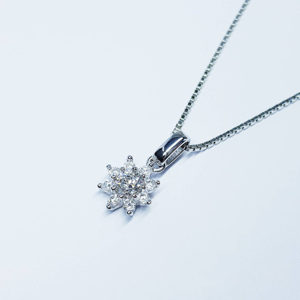 Dainty sterling silver necklace, small white diamond simulant pendant, Vintage necklace, delicate pendant