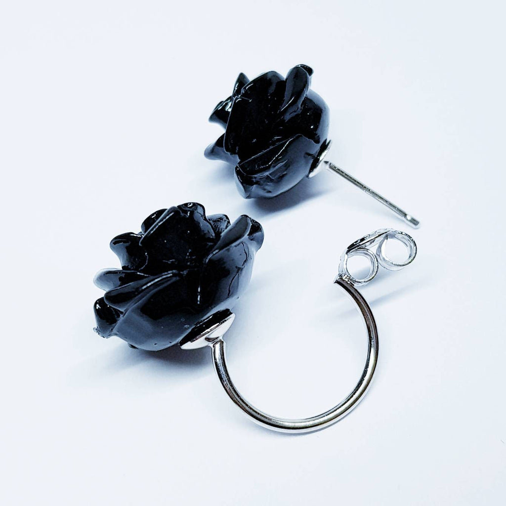 Buy Online Mini Black Colour Rose Shape Alloy Ear Stud for Girls and Women   One Stop Fashion