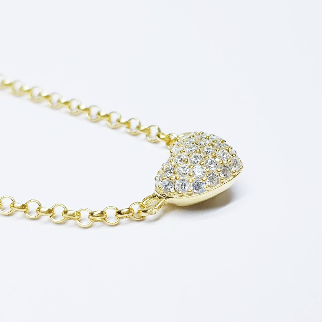 Cute heart necklace, yellow gold plated love pendant