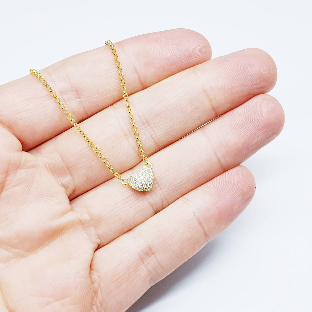 Cute heart necklace, yellow gold plated love pendant