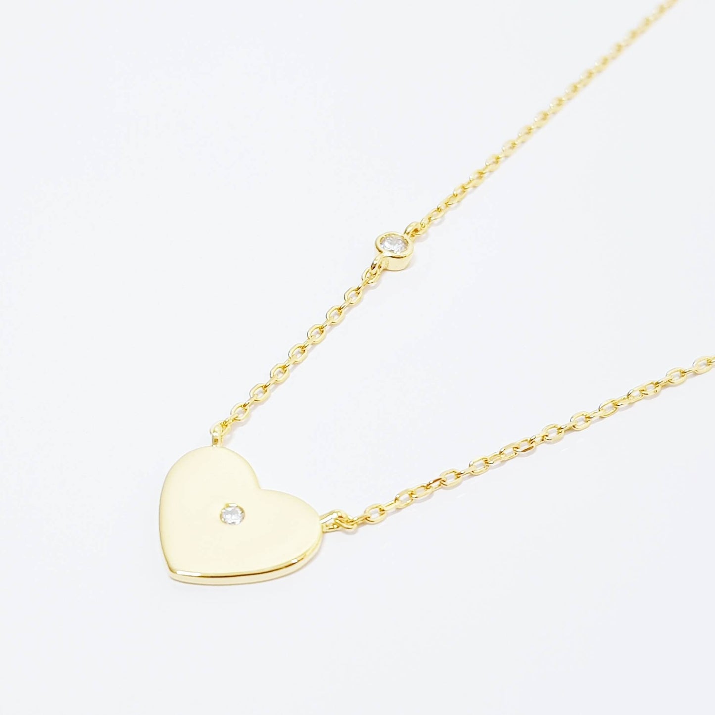 Delicate heart necklace, yellow gold plated love pendant