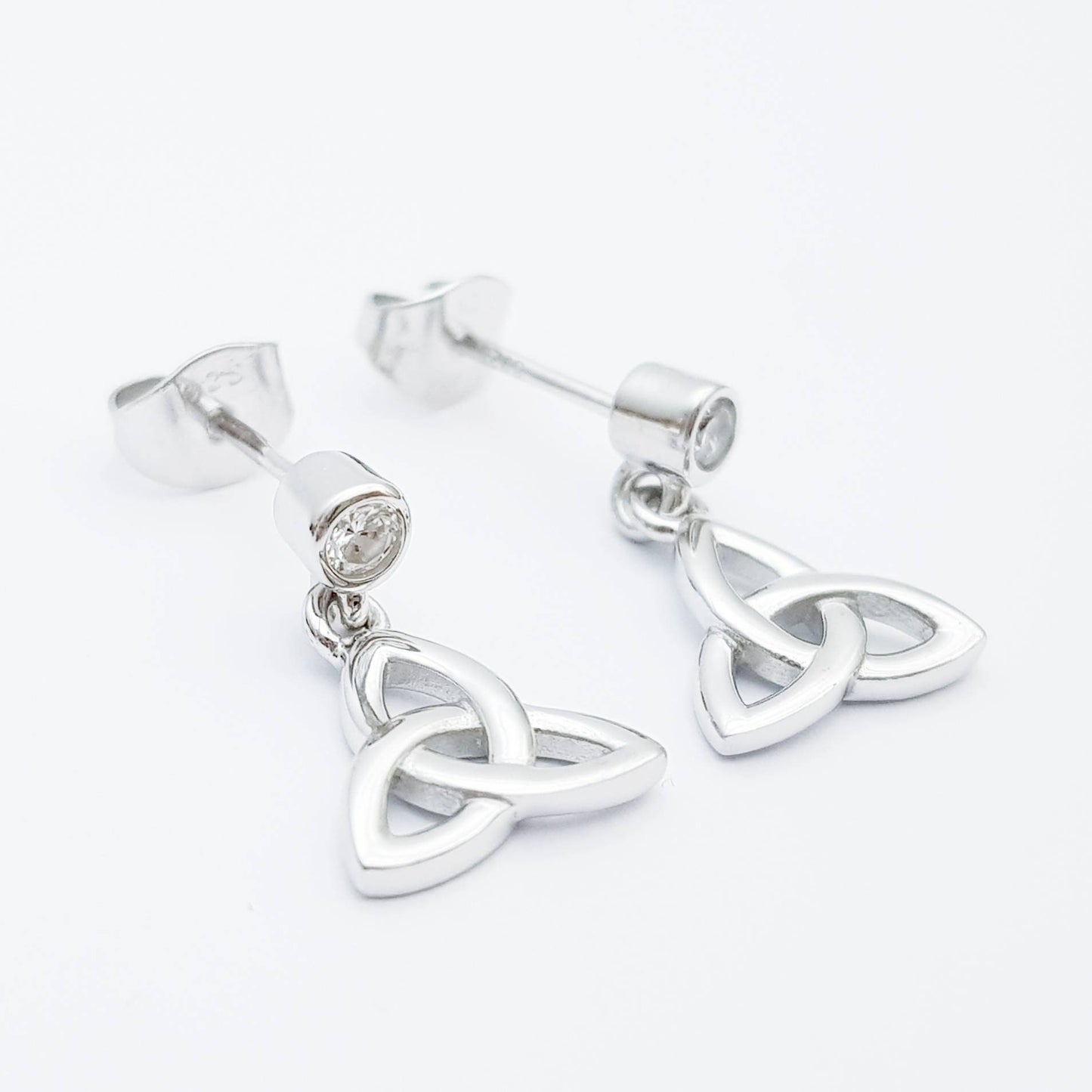 Delicate celtic earrings, triquetra earrings, small celtic drop Earrings