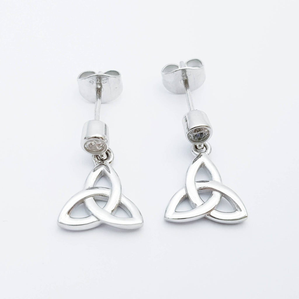 Delicate celtic earrings, triquetra earrings, small celtic drop Earrings