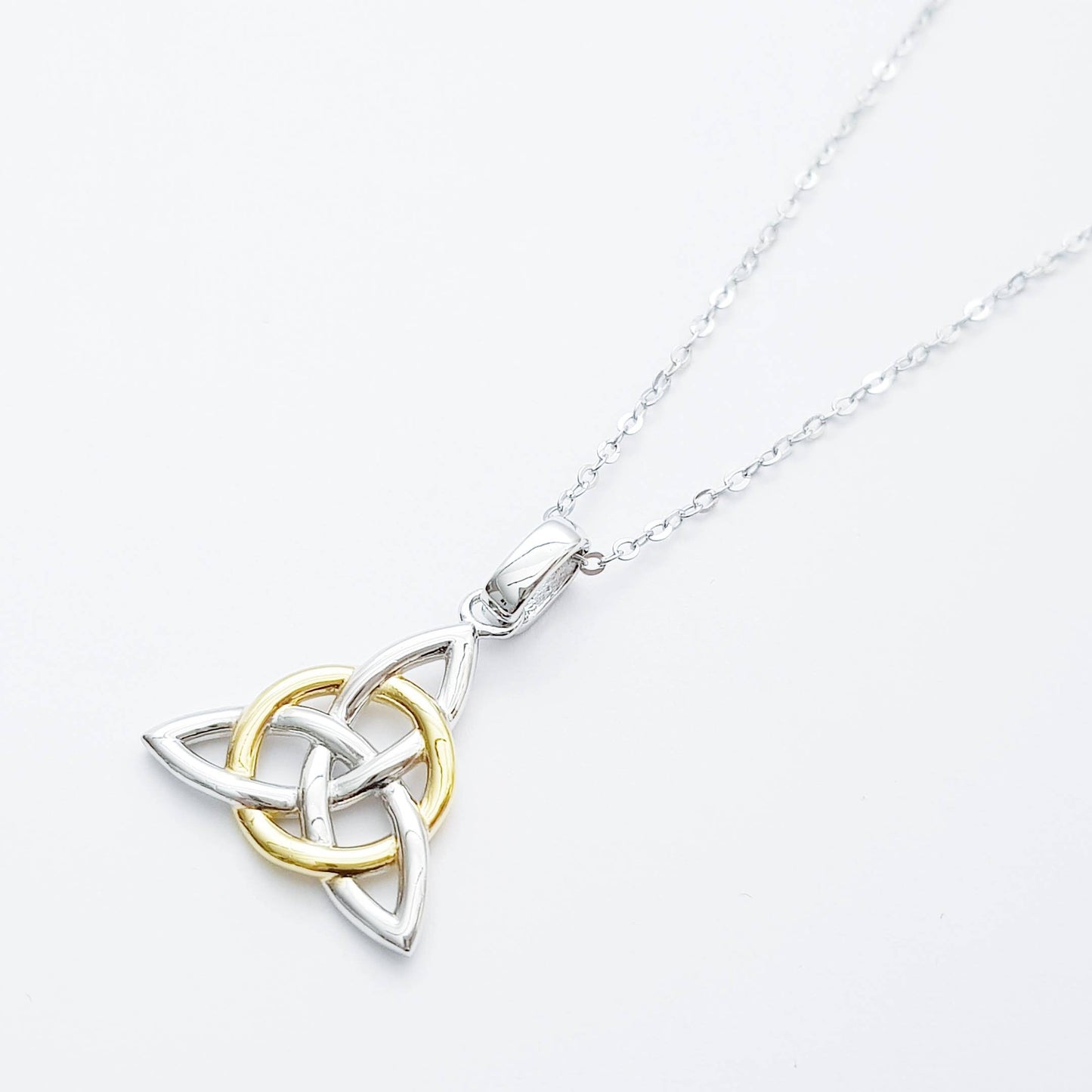 Sterling Silver Celtic Pendant, Double sided celtic necklace, triquetra pendant