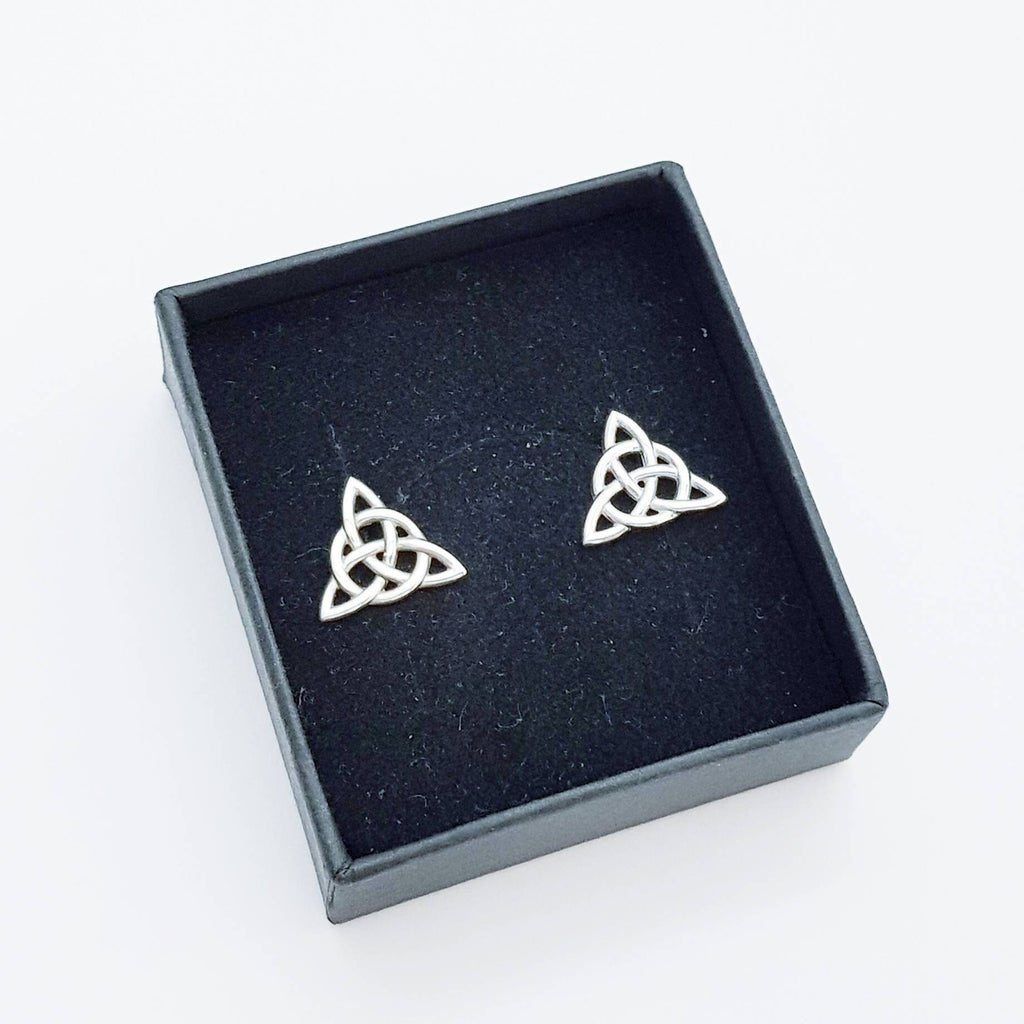 Small sterling silver Celtic knot Earrings, triquetra celtic studs
