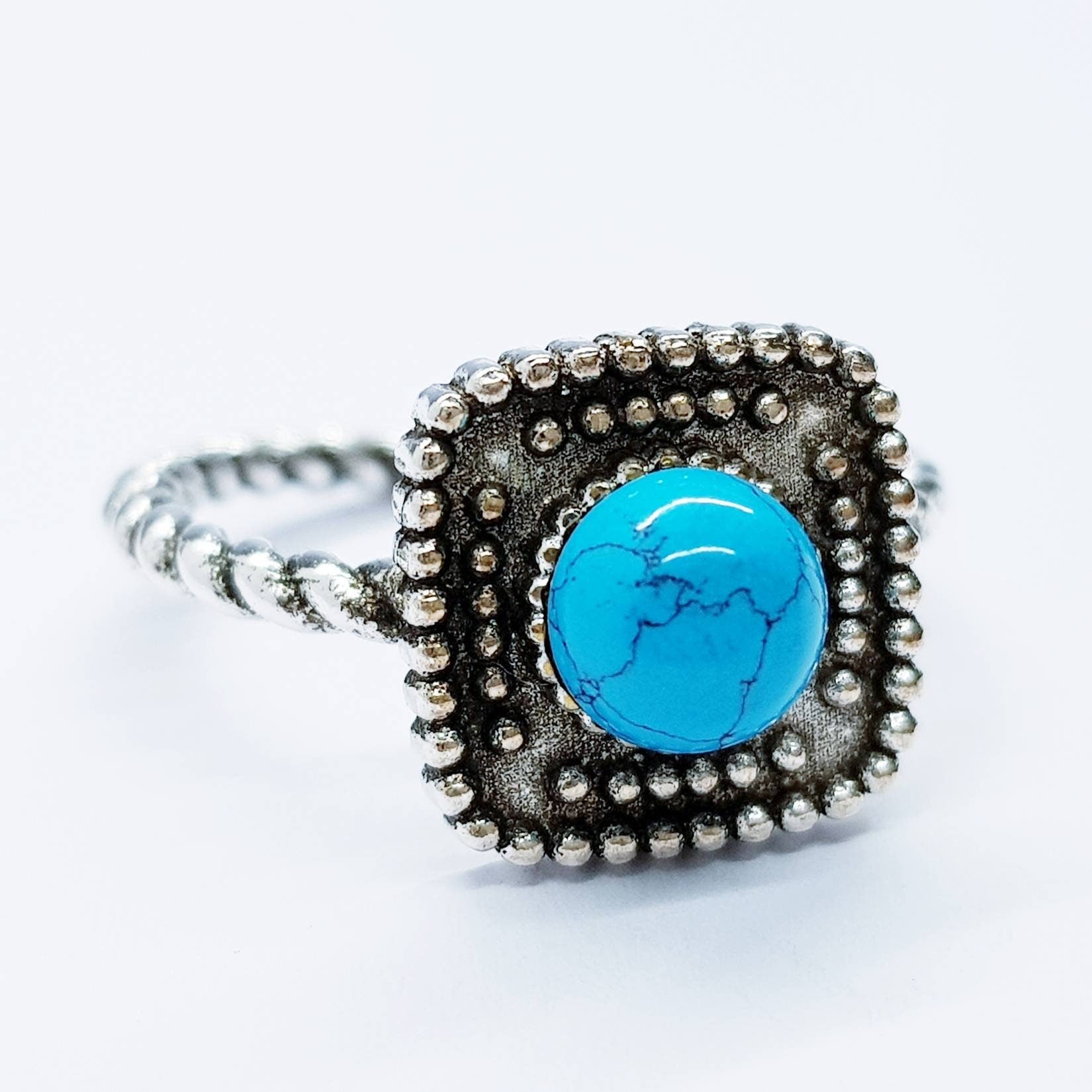 Turquoise boho Ring, silver turquoise ring, adjustable ring, gift for her