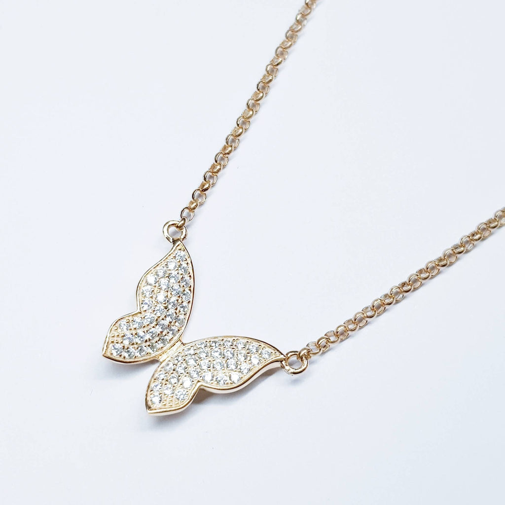 Butterfly necklace, rose gold plated dainty butterfly pendant