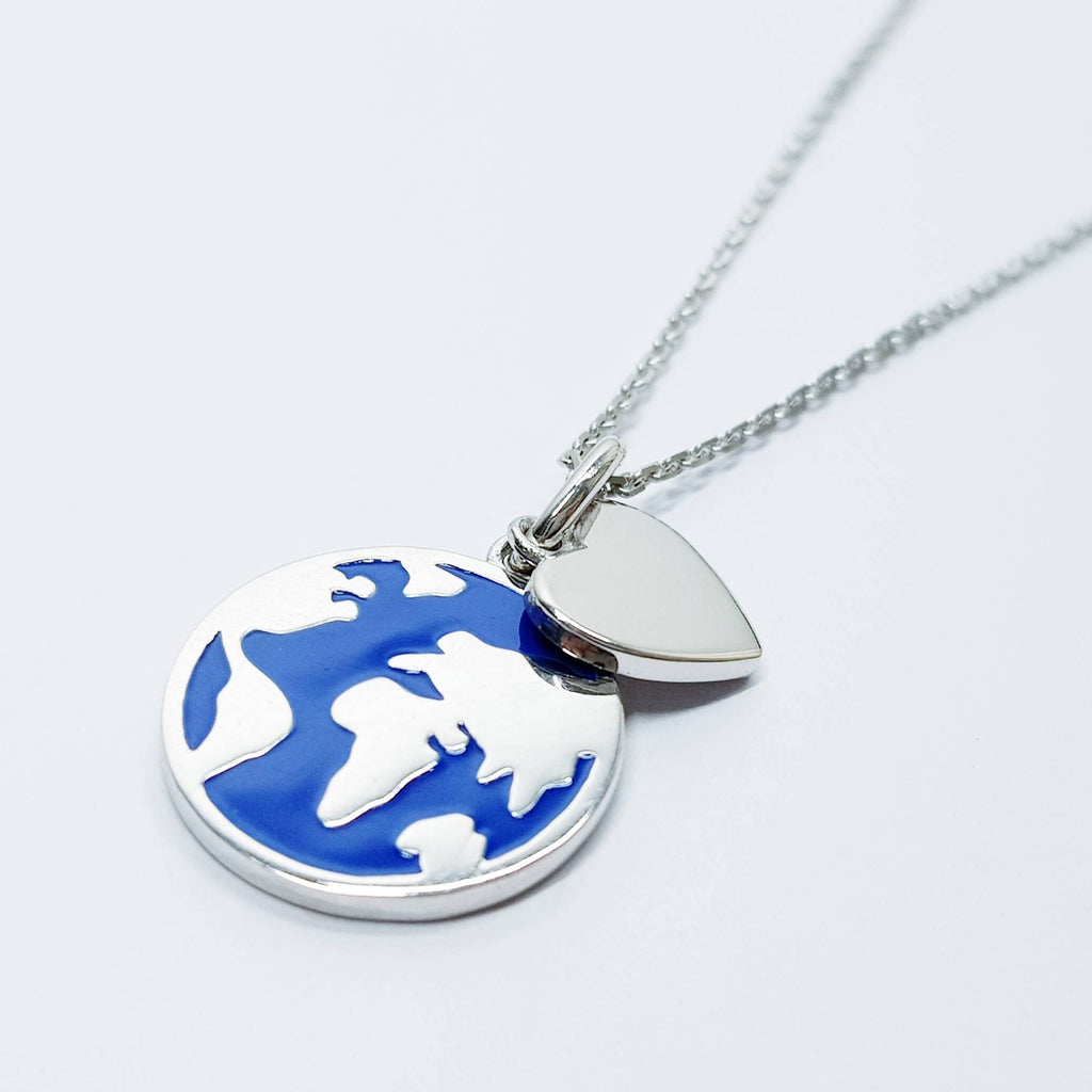 Sterling Silver World Map Necklace, Wanderlust Necklace, Travellers Pendant, Gift For Her