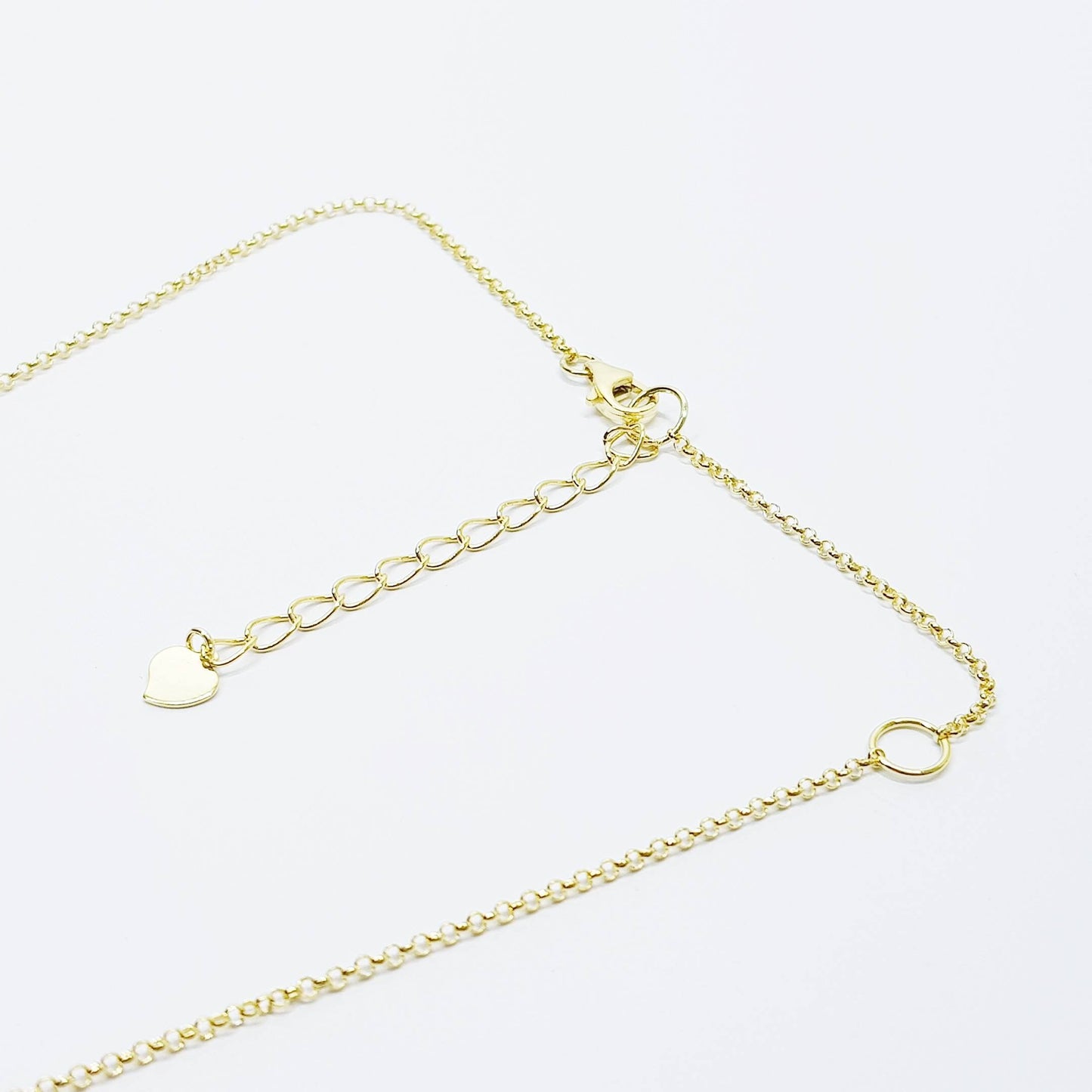 Modern heart necklace with yellow gold vermeil, sparkling faux diamond heart necklace