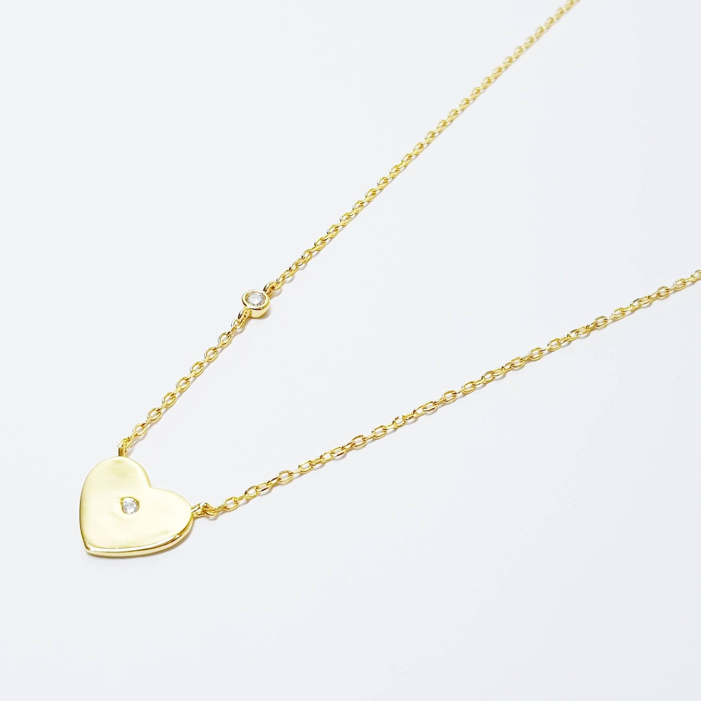Delicate heart necklace, yellow gold plated love pendant