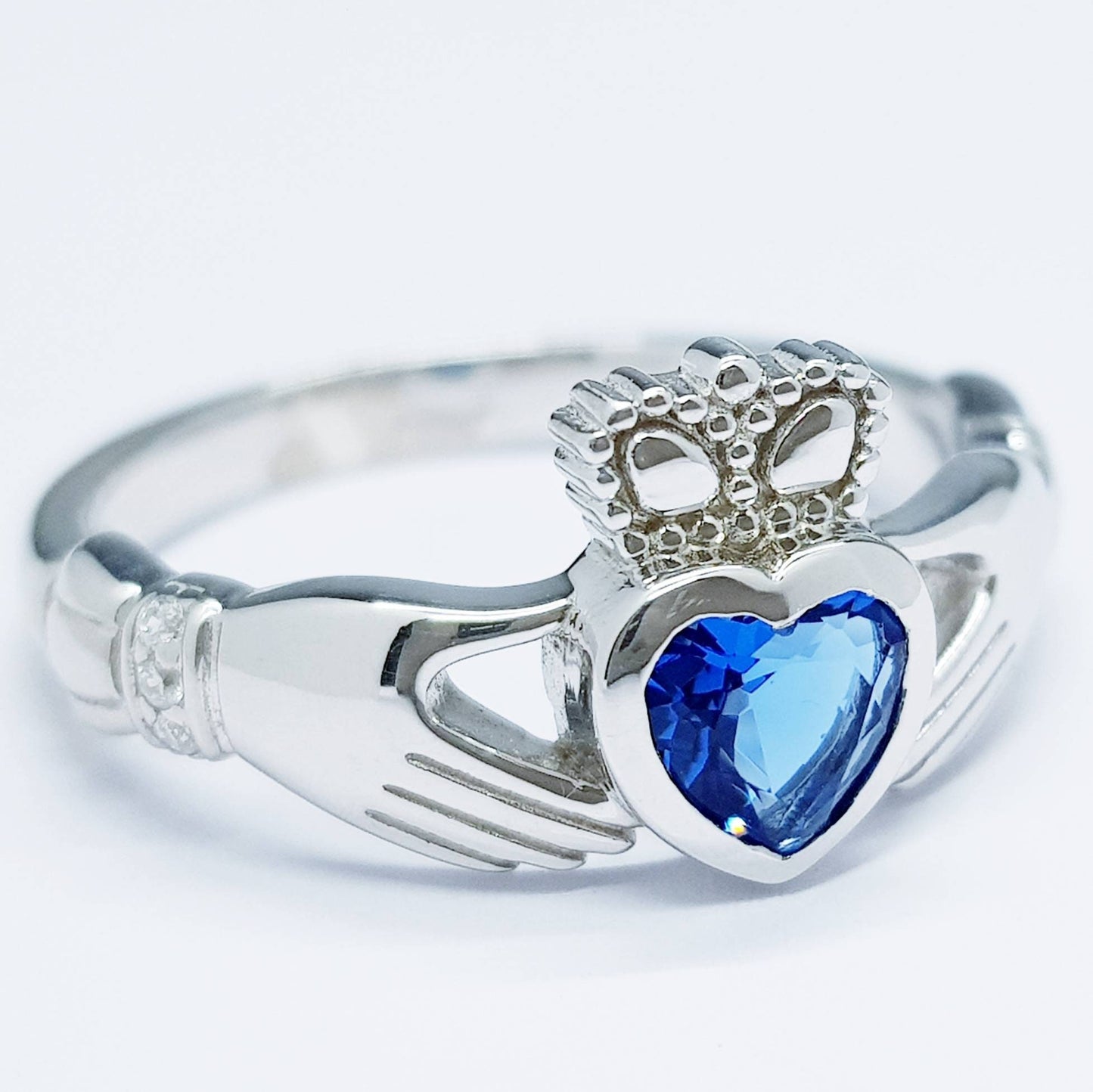 Sterling Silver Claddagh Ring, Claddagh birthstone Ring, Claddagh ring