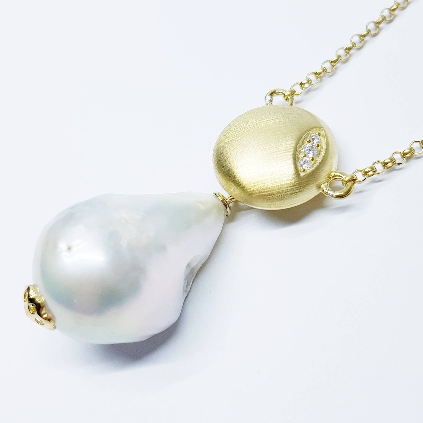 Unique necklace with large baroque pearl, large pearl pendant, unique jewelry