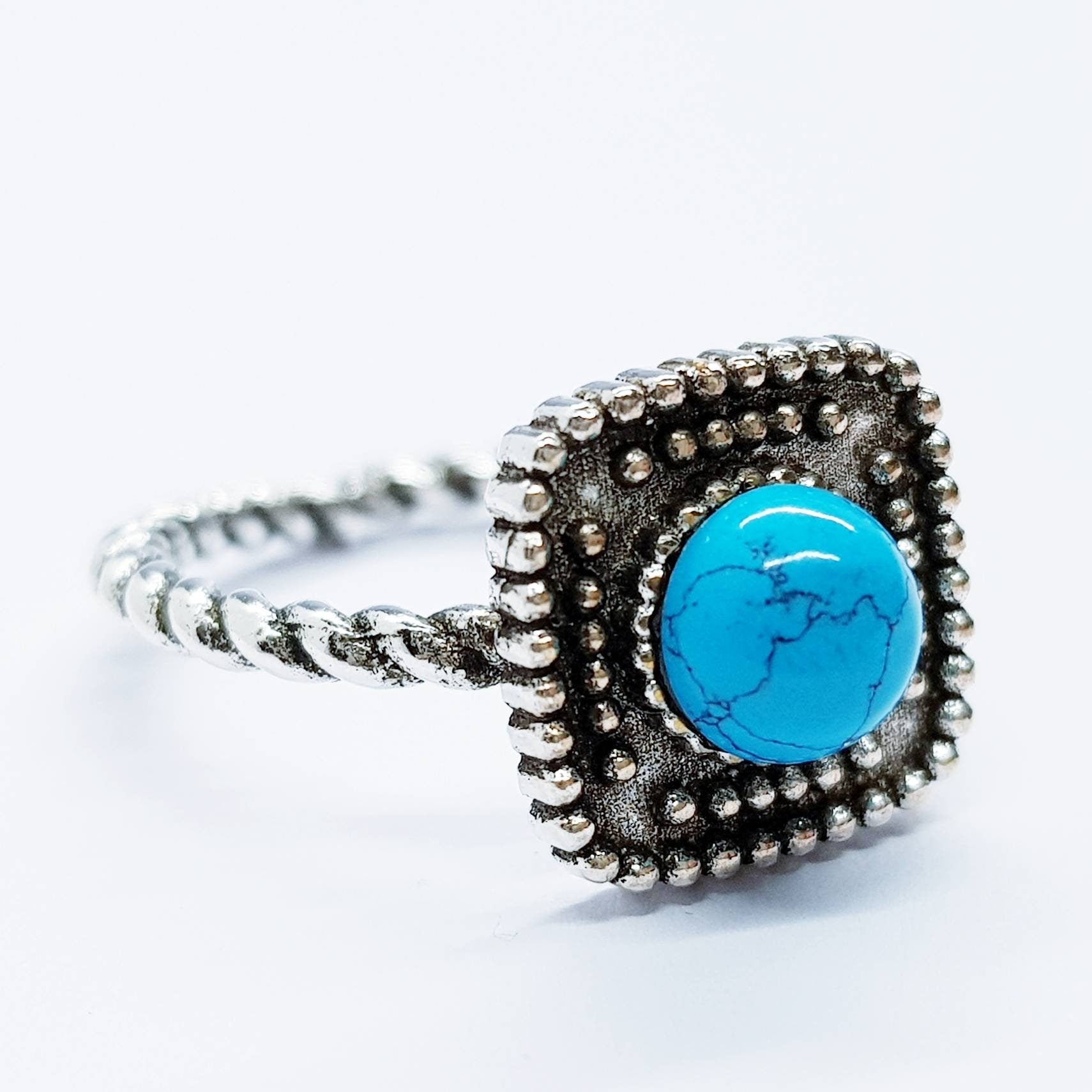 Turquoise boho Ring, silver turquoise ring, adjustable ring, gift for her