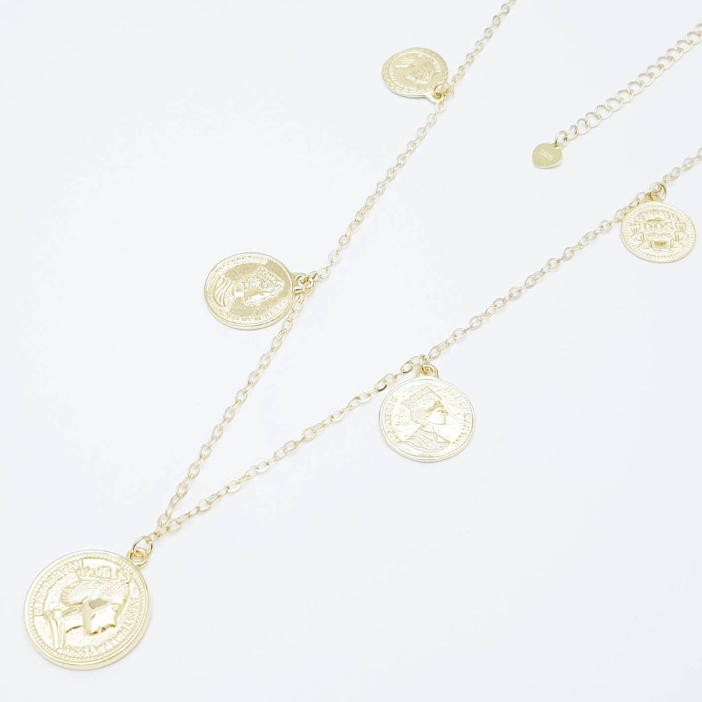 Sterling silver Coin necklace, luxuriously plated in yellow gold, dainty necklace, gold choker
