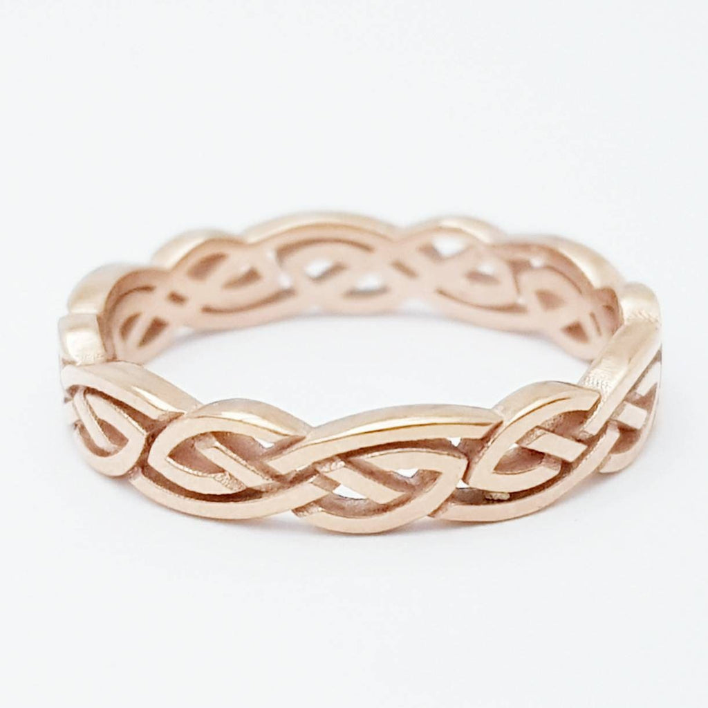 Dainty Rose gold celtic knot ring, fine celtic knot ring