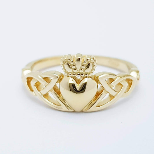 Sterling Silver Claddagh ring, Gold celtic Knot Claddagh Ring, Irish Clatter Ring
