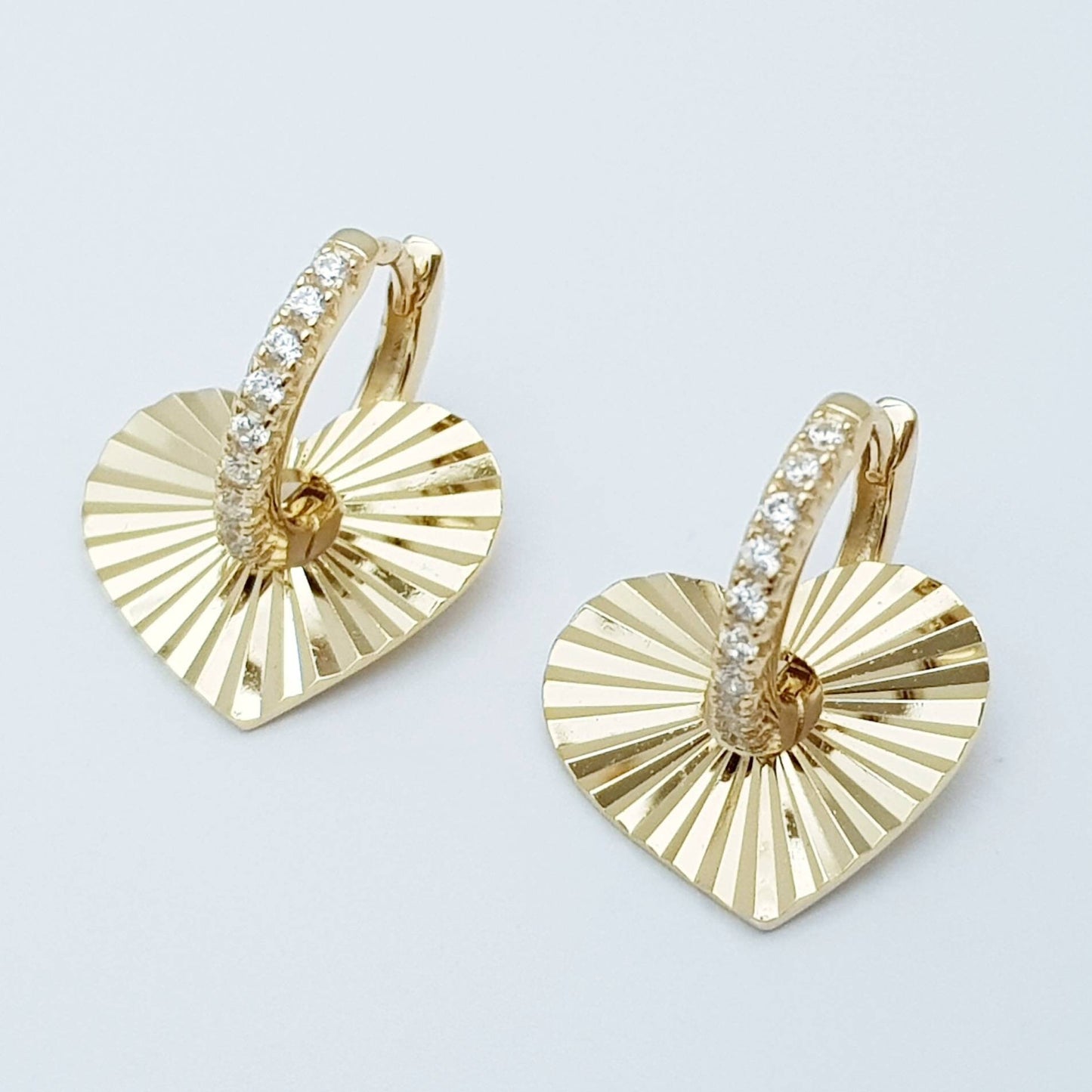 Two earrings in one, Mini hoop earrings, with removable heart charm, Small cz hoop earrings