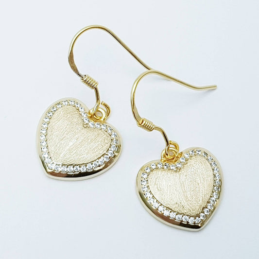 Heart shaped drop earrings, French wire drop hearts, sterling silver earrings