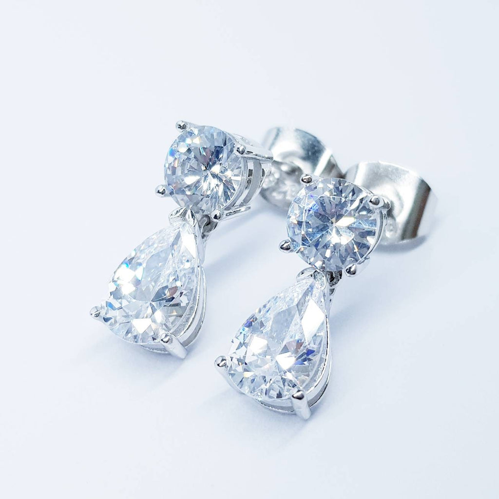 Bridal Earrings, Wedding Earrings, 925 Silver Teardrop Earrings, Bridal Jewelry, Bridesmaid Earrings