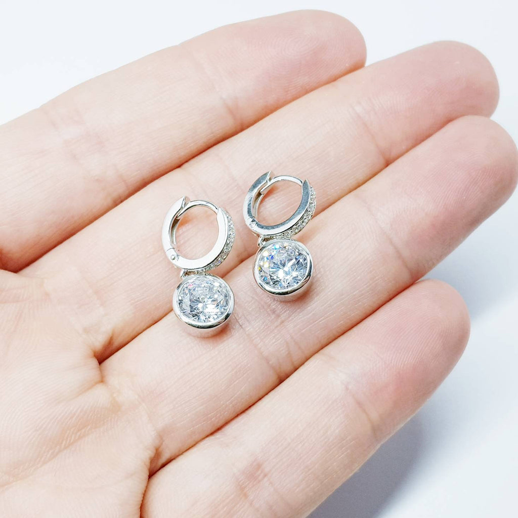 Drop and dangle hoop earrings, hoop earrings, classic fabric diamond earrings, elegant gift for women