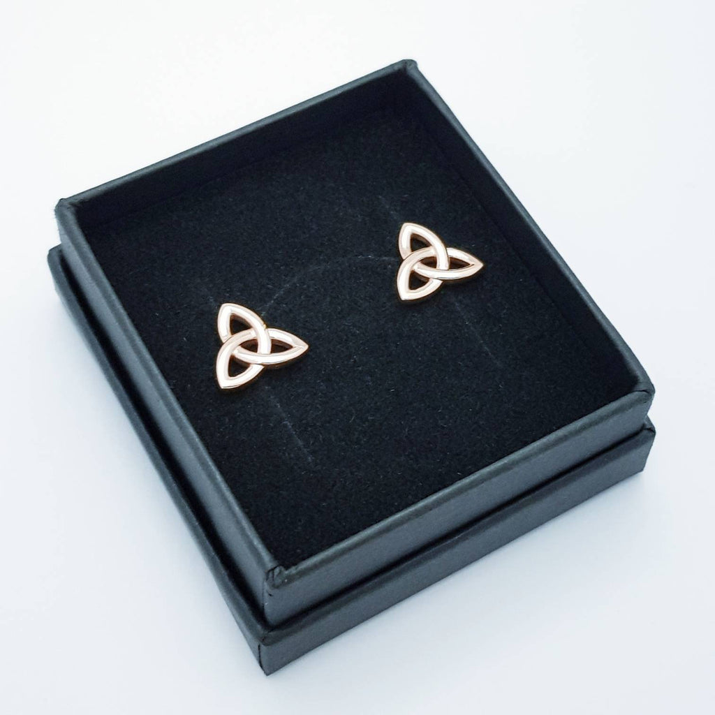 Minimal Celtic knot Earrings, rose gold Celtic studs, trinity knot stud earrings