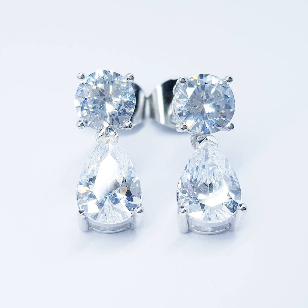 Bridal Earrings, Wedding Earrings, 925 Silver Teardrop Earrings, Bridal Jewelry, Bridesmaid Earrings