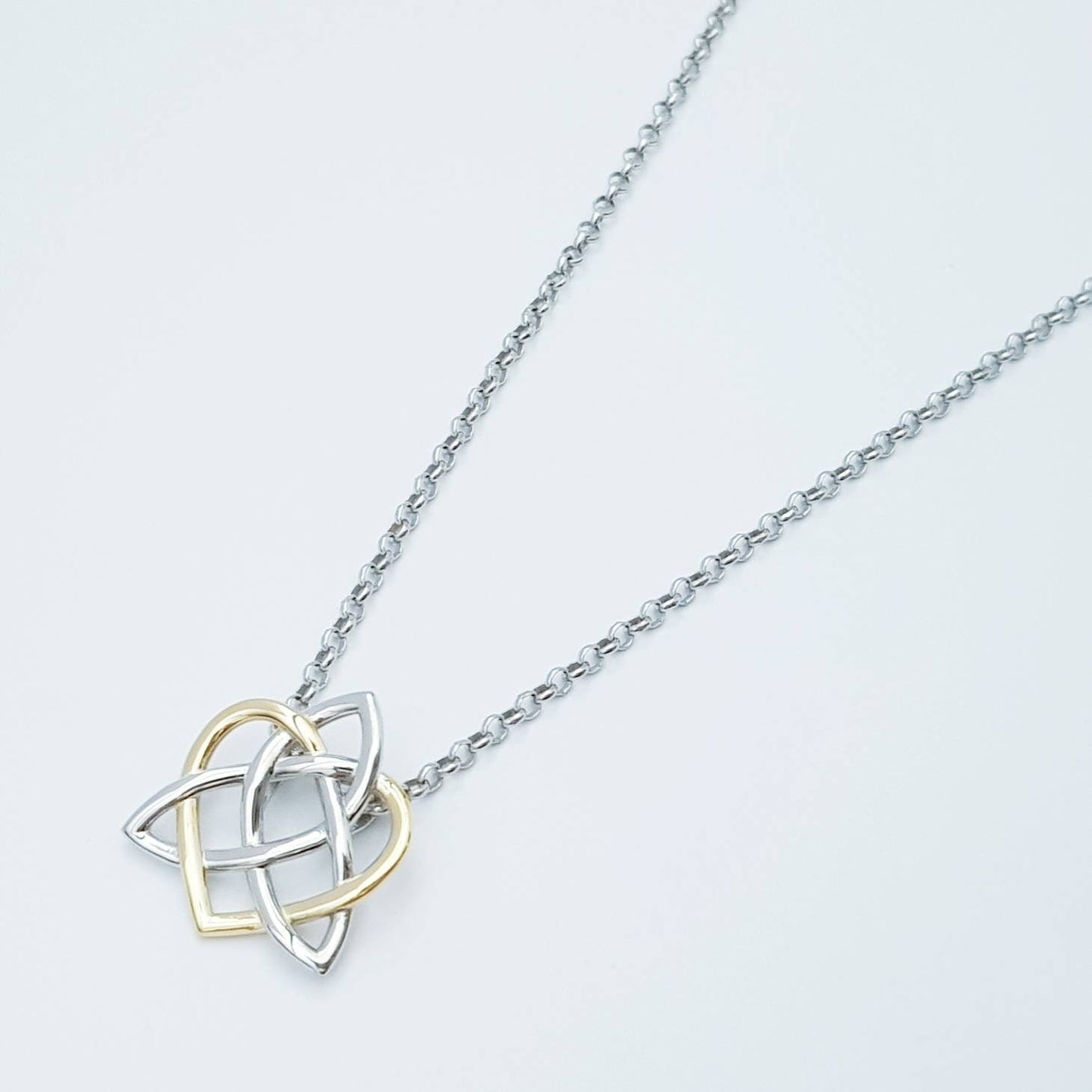 Sterling Silver Celtic Pendant, sliding celtic necklace, knot heart pendant