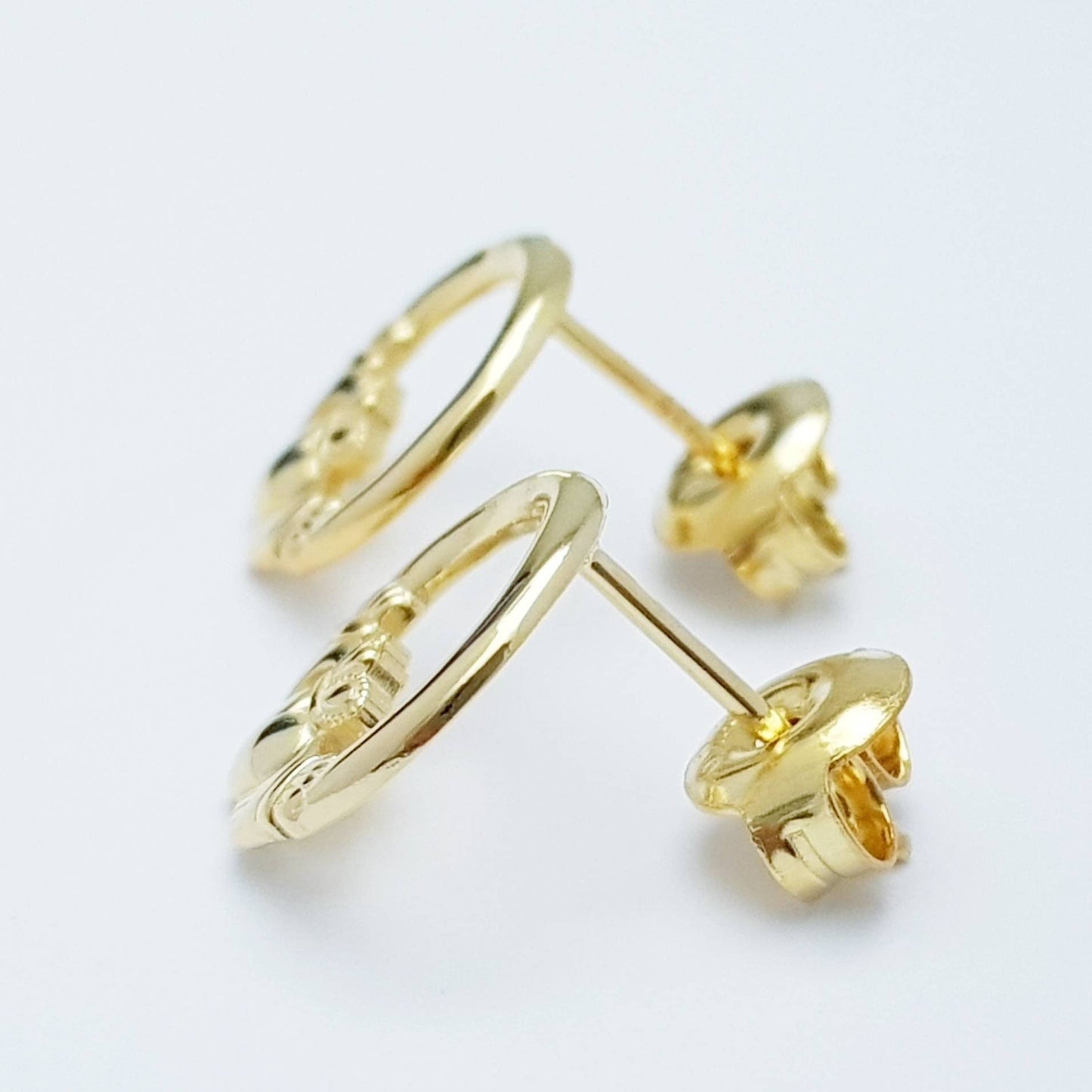 Claddagh stud Earrings, Gold plated Silver Claddagh Earrings