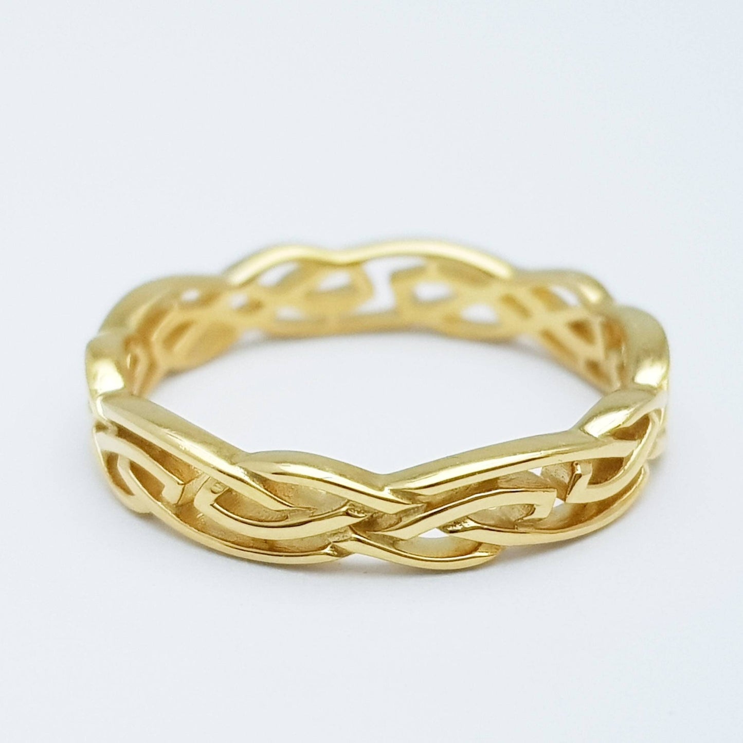Gold plated silver celtic ring, thin celtic ring