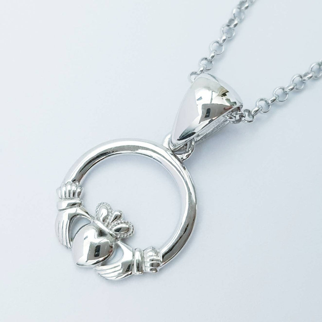 Small Claddagh pendant, Irish claddagh necklace from Galway, Ireland, Sterling Silver claddagh necklace