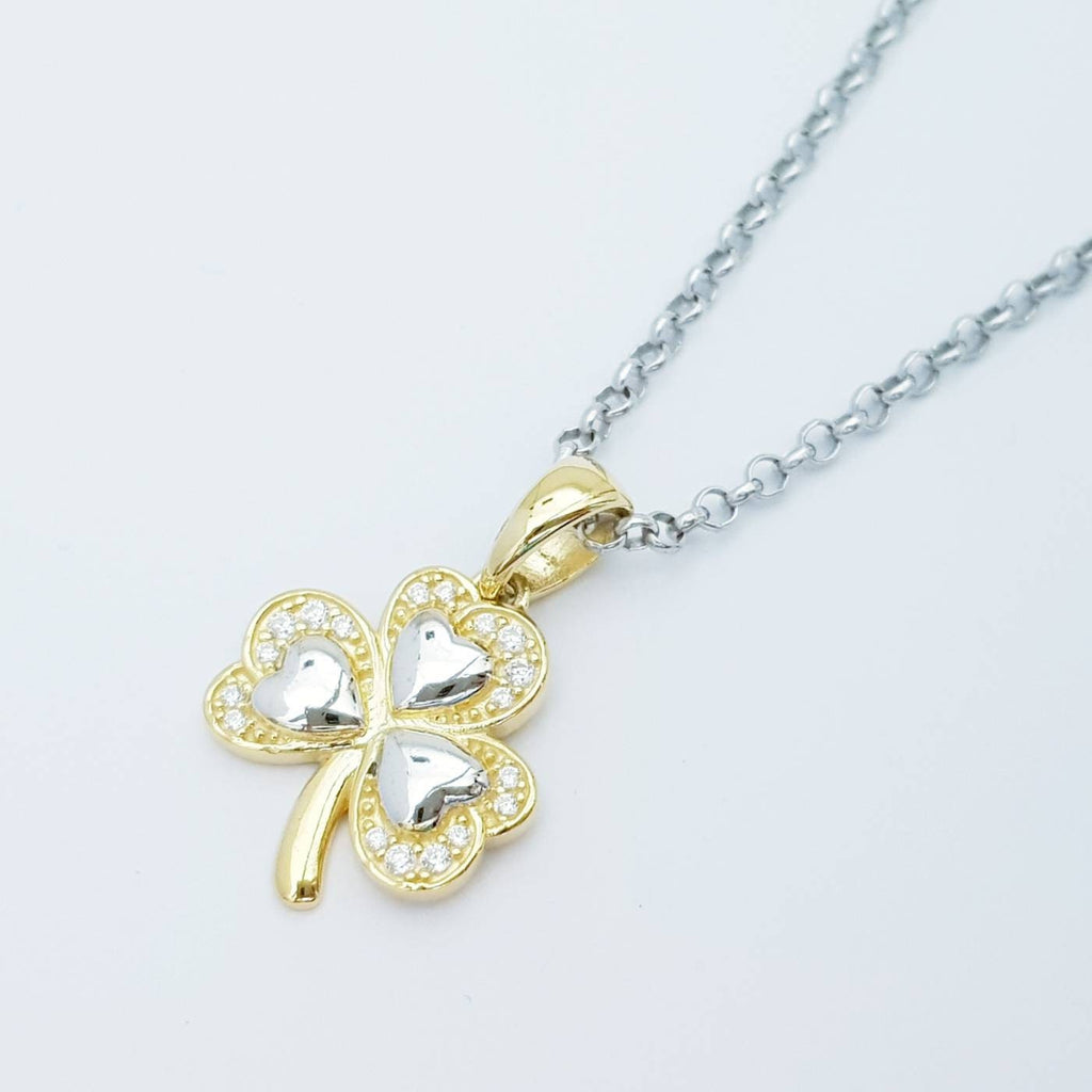 Sterling Silver Shamrock pendant, gold plated shamrock necklace