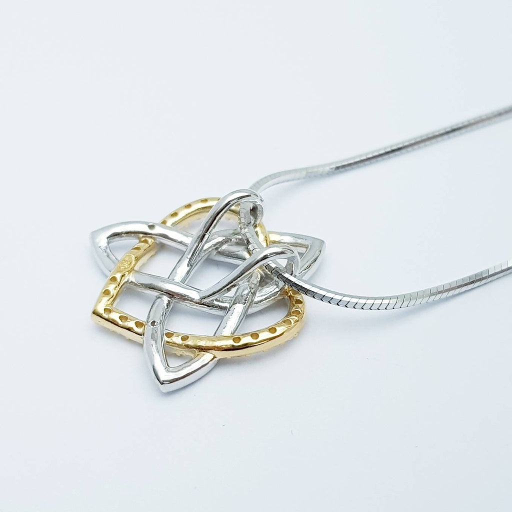Sterling Silver Celtic Pendant, sliding celtic necklace, knot heart pendant